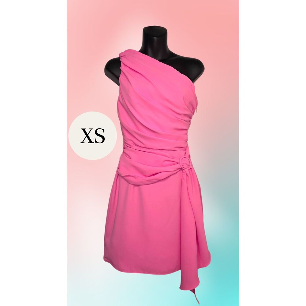 Amanda Uprichard One Shoulder Silk Bexley Dress Pink